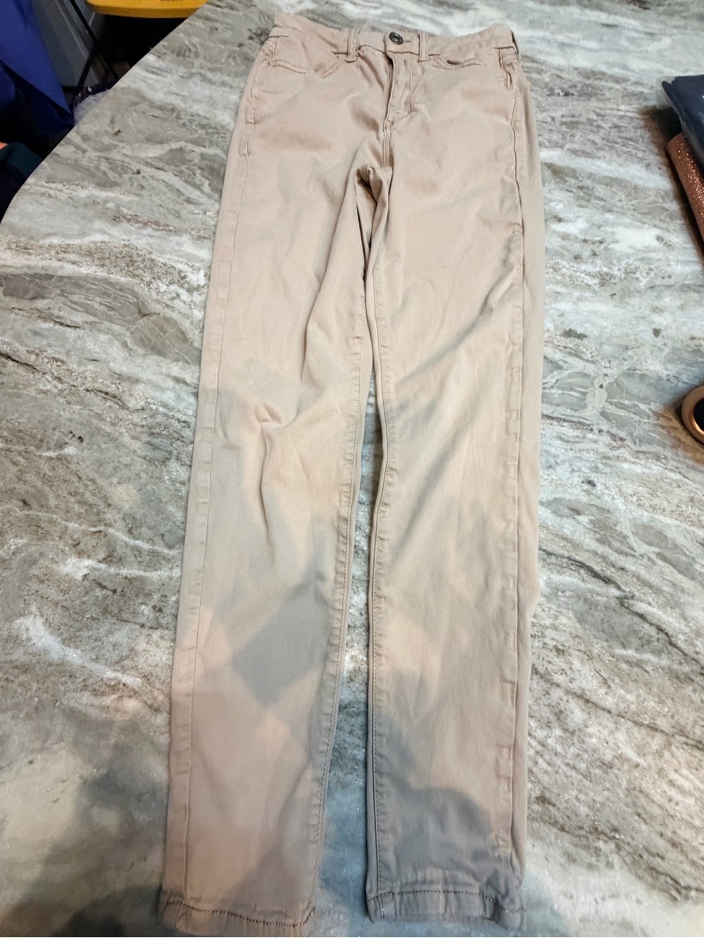 American Eagle Super Stretch Tan Skinny Jeans Pants Women’s 4 Long Beige